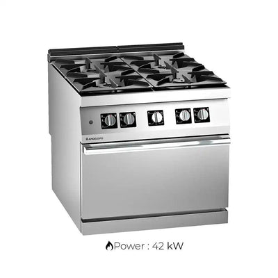 Angelo Po 1N1FAAG Gas Cooking Range 4 Burners With Gas Static Oven, Gas power 42 kW, 80 X 92 X 75 cm - HorecaStore