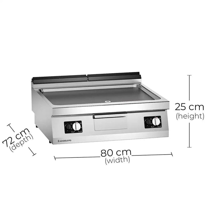 Angelo Po 1S0FT4G Gas Griddle Smooth Chromium Plate, Gas power 14 kW, 80 X 72 X 25 cm - HorecaStore