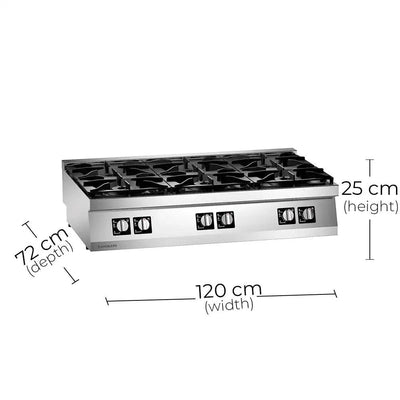 Angelo Po 2SOFA0 Gas Cooking Range 6 Burners Gas Power 34 kW, 120 X 72 X 25 cm - HorecaStore