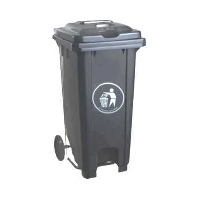 THS CNC240 Grey Plastic Garbage Bin With Wheel And Centre Pedal 240 L