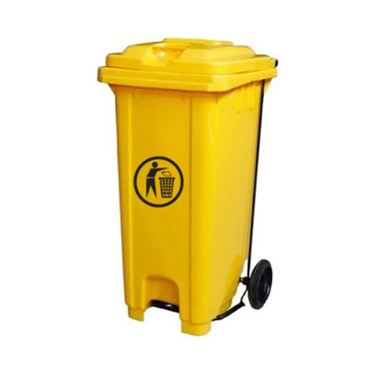 THS CNC240 Yellow Plastic Garbage Bin With Wheel And Centre Pedal 240 L