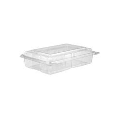 Hotpack Clear 4 Compartment Clamshell PET Container, 100 PCs