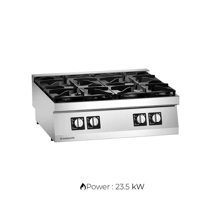 Angelo 1S0FA0 Gas Cooking Range 4 Burners, Gas Power 23.5 kW, 80 X 72 X 25 cm - HorecaStore