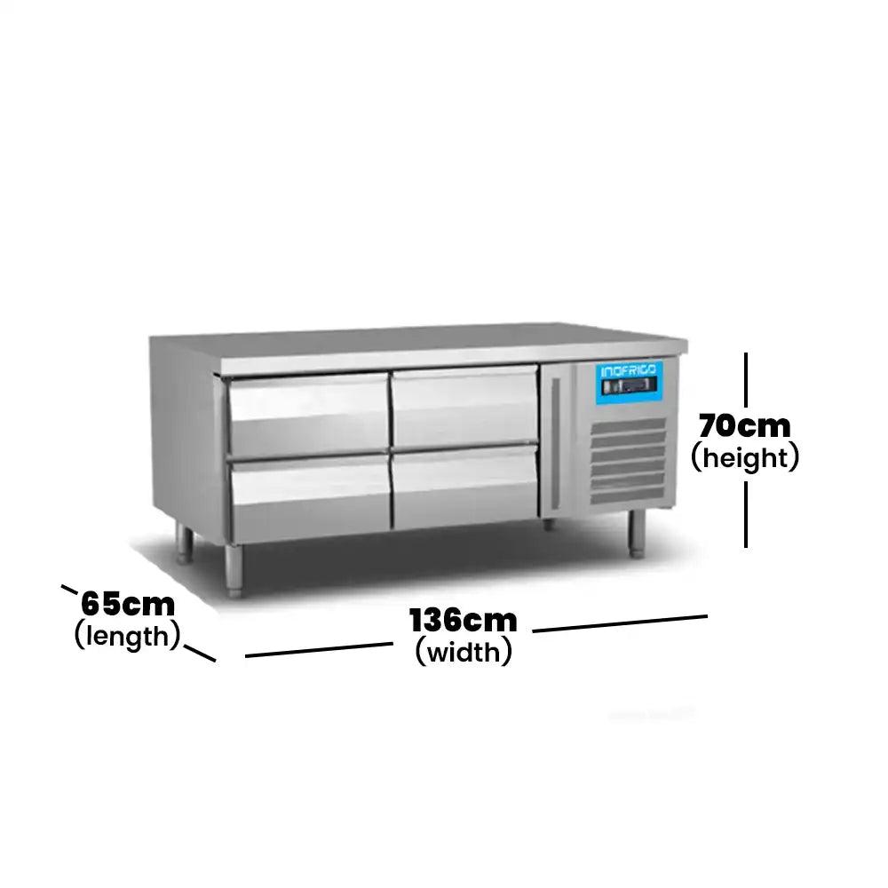 inofrigo ungn2140bt work top freezer with drawer stainless steel adjustable shelving gn 1 1 pan design 136 x 70 x 65 cm 200 liters