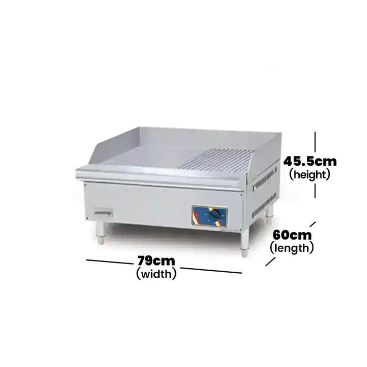 Berjaya EG3500HR-17 Electric 3500W Table Top Griddle Half Ribbed Station 1-Phase, 60 X 79 X 45.5 cm - HorecaStore