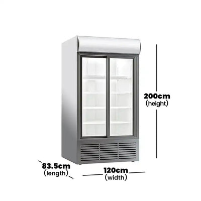 Coldera CL 1300 SLDC Electric Double Sliding Door Visi Cooler With Canopy 1083 L, Power 220-240V/50Hz, 120 X 83.5 X 200 cm - HorecaStore