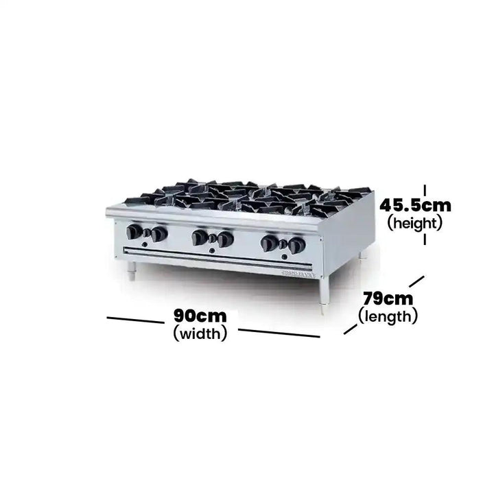 Berjaya OB6-17 Gas Table Top Vertical 6 Open Burners, Power 35.16 KW - HorecaStore