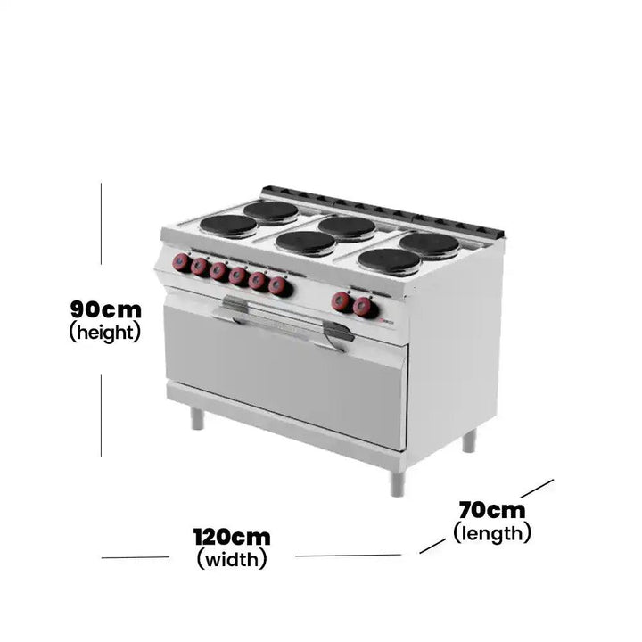 Desco PEE73MM0 Electric Range 6 Round Plates with Electric Maxi Oven 6 Switch 22.8 kW   HorecaStore