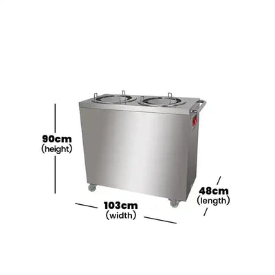 THS B005-2 Electric 800W Double Plate Warming Cart, 103 X 48 X 90 cm - HorecaStore