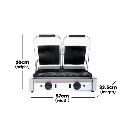 Beckers R2 Electric Double Grill Top And Bottom Ribbed Cast Iron Plates, Power 1.8 kW - HorecaStore