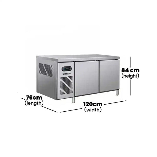 Berjaya BS2DC4/Z Electric Double Door Under Counter Chiller 262 L, Power 307-339W, 120 × 76 × 84 cm - HorecaStore