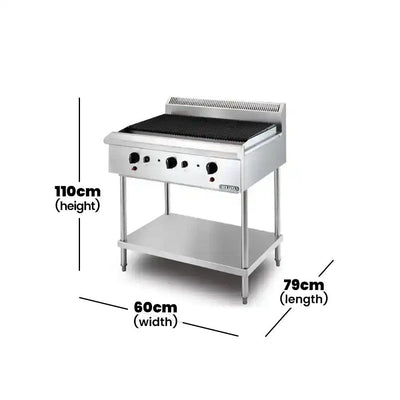 Berjaya CB3BFS-17 Gas Char Broiler Table Top 3 Burners With Freestanding, Power 13.185 KW - HorecaStore