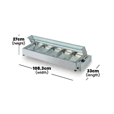 Berjaya BMC5 Electric Mini Bain Marin Counter 5 GN Trays Without Lid, Power 1200W - HorecaStore