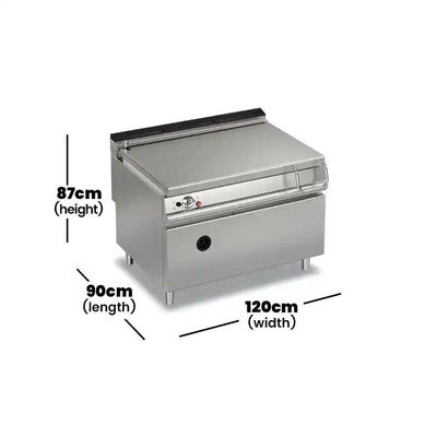 Baron Q90BR/GM120 Gas Bratt Pan With Motorised Tilting 120 L, Power 24 kW - HorecaStore