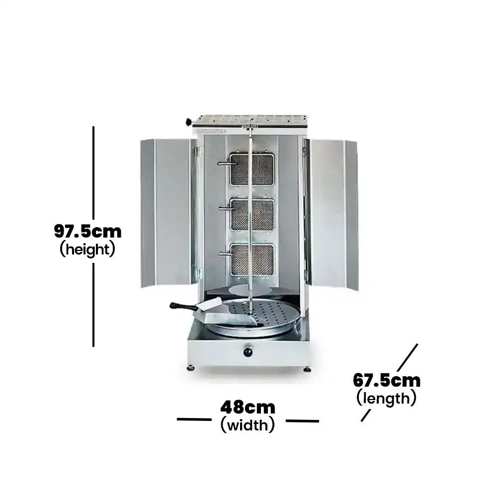 Berjaya KM3B Gas 3 Burners Cap Kabab And Shawerma Griller 20-30 KG Capacity, Power 4.688 KW - HorecaStore