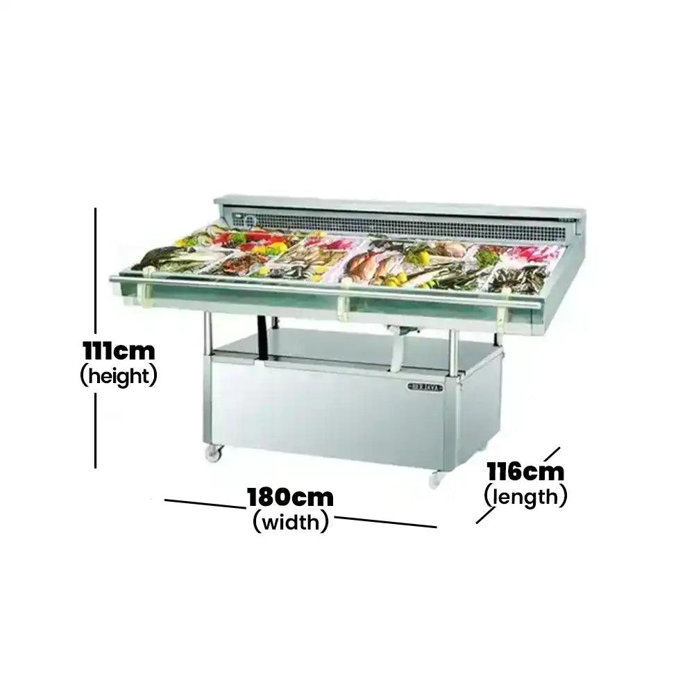 Berjaya FDC4 Electric 4 Shelves Fish Display Chiller 100 L, Power 428-472W, 120 X 116 X 111 cm - HorecaStore