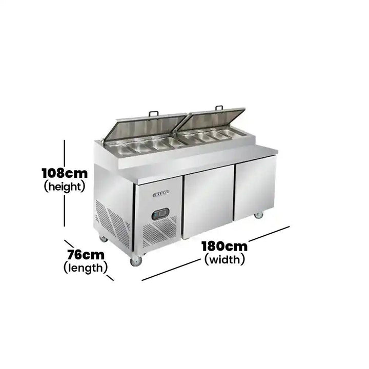 Berjaya BS2D/PCF6/Z Electric Double Door Pizza Counter, Power 456-500W, 180 X 76 X 108 cm - HorecaStore