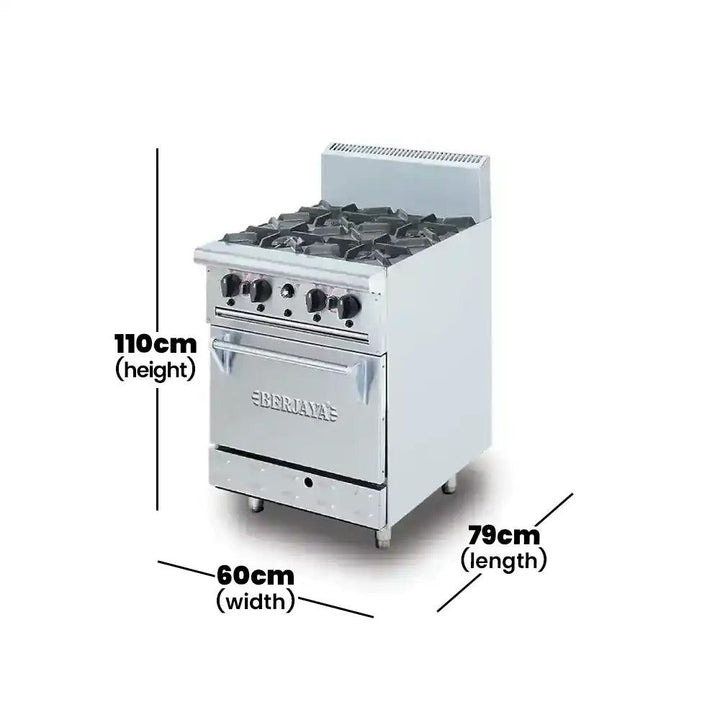 Berjaya DRO4-17 Gas Deluxe Range Oven With 4 Burners, Power 32.23 KW - HorecaStore