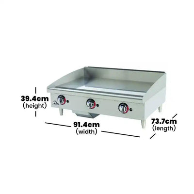 star manufacturing usa 624mf gas countertop griddle modulating thermostat stainless steel 61 x 73 7 x 39 4 cm 2 knobs control