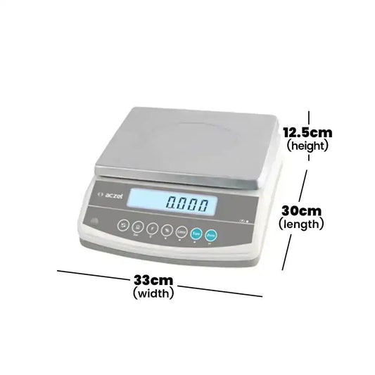 Aczst CZ30 Electronic Scale, Rechargeable Battery, Digital Display, Plate Capacity 30 KG, 24.8 x 19.7 x 8.3 cm   HorecaStore