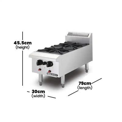 Berjaya OB2S Gas Table Top Horizontal 2 Open Burners, Power 11.72KW - HorecaStore