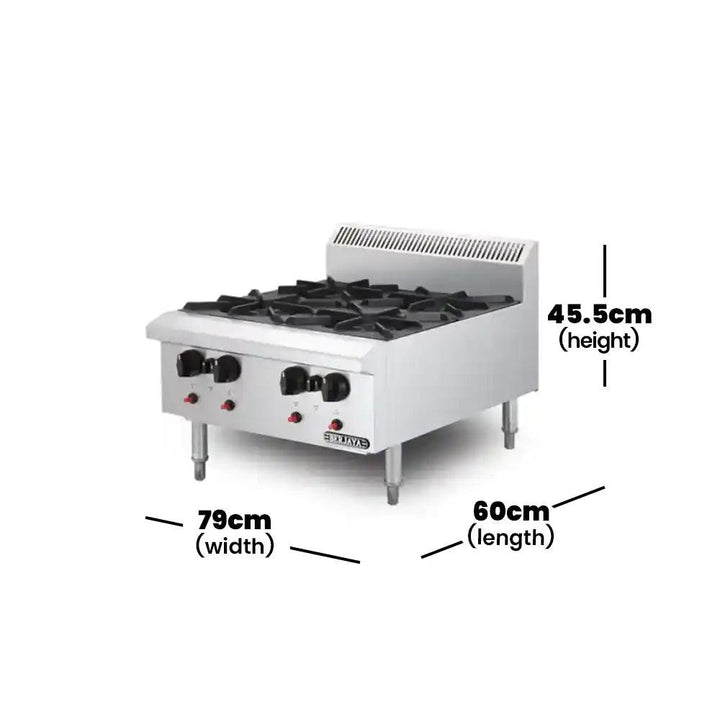 Berjaya OB4-17 Gas Table Top Vertical 4 Open Burners, Power 23.44 KW - HorecaStore