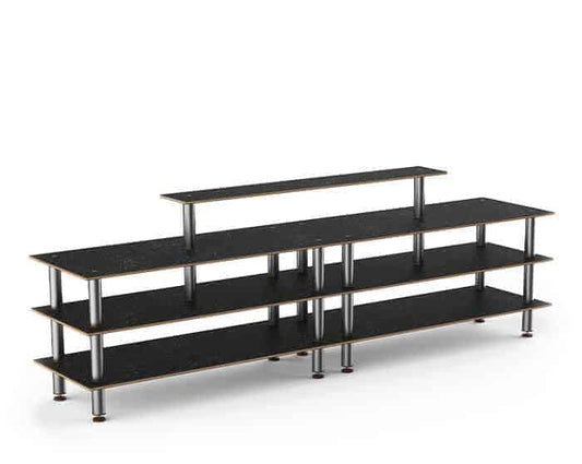 Modular Double Display Buffet ‐ Marble Black Stainless Steel ‐ On Casters