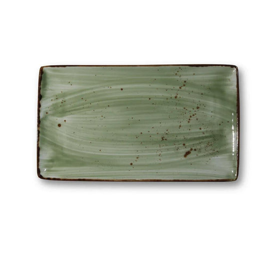 Furtino England Exotic 7.5"x13"/19x33.5cm Green Porcelain Rectangle Plate - HorecaStore