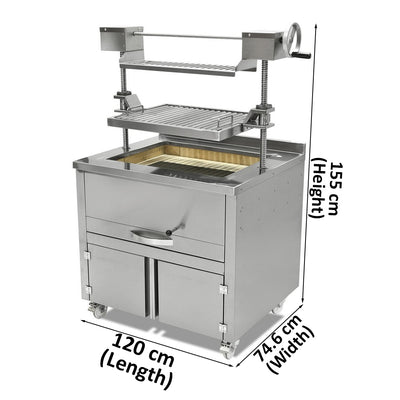 Empero Charcoal Grill Unit with Lift, 120 x 74.6 x 155 cm