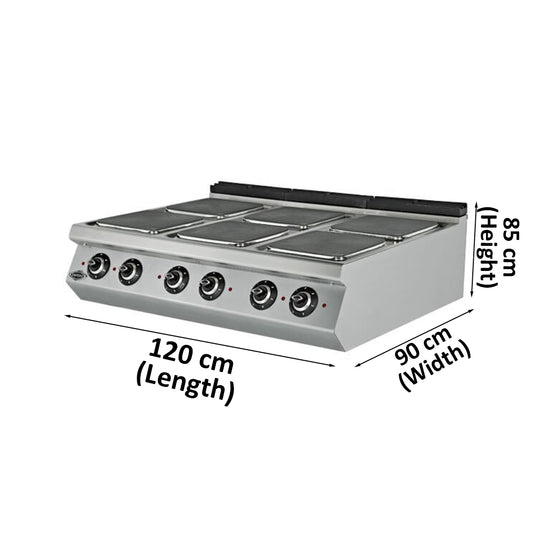 Empero 6 Hot Plate Electric Cooker with Oven, 24 kW, Oven Power 15 kW, 120 x 90 x 85 cm