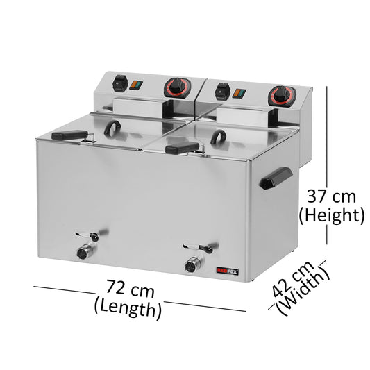 RM Gastro Double Basket Electric Fryer with Oil Draining Tap, 16 L, 6 kW, 54 x 42 x 30 cm