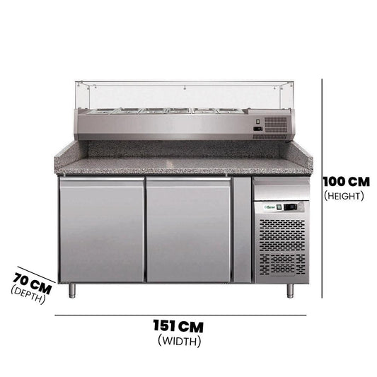 Forcar G-PZ2600TN Two Door Pizza Counter Chiller 390 Liter 260W - HorecaStore