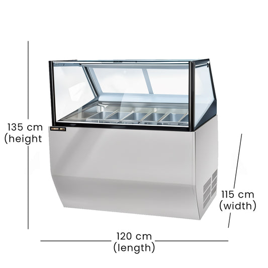 Lava Inox Ice Cream Display Freezer, 450 W, 120 x 76 x 135 cm