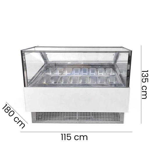 Lava Inox GICV1800-H20 Ice Cream Display Freezer, 450 W, 180 x 115 x 135 cm