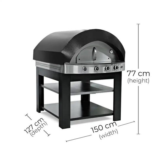 Empero PLF.PLS.D1 GAS PIZZA Oven 127 x 150 x 77 cm, With Stank AS.PLF.D1 118 x 108 x 93 cm - HorecaStore