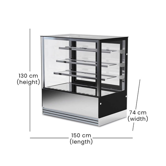 Lava Inox Cake Display Chiller with 3 Shelves, 790 W, 150 x 74 x 130 cm