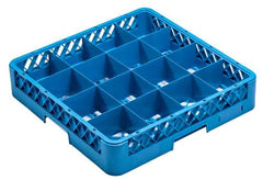 Plastic 16-Compartment Standard Glass Rack Blue 19.7 x 19.7 x 4"