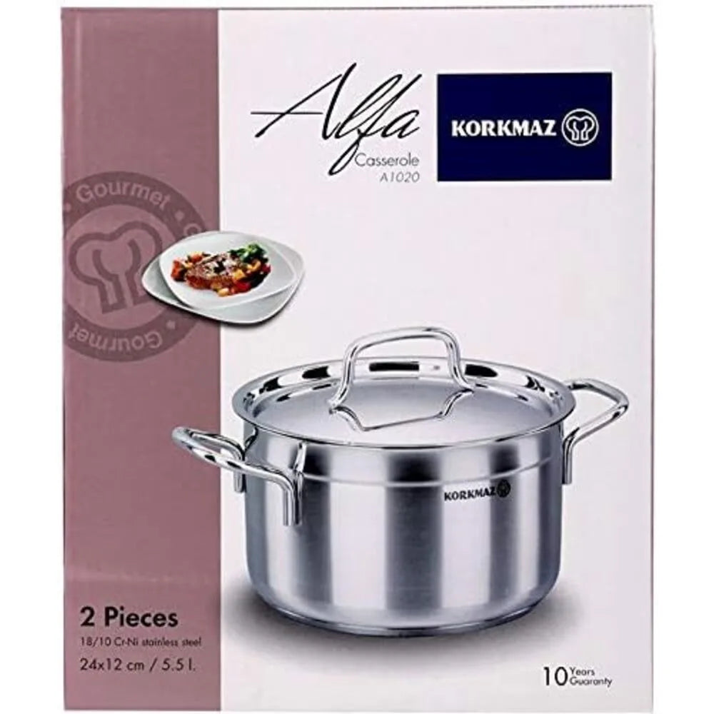 KORKMAZ KA1020 ALFA CASSEROLE, 24 cm x 12 cm / 5.5 ltr. CAPACITY