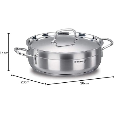 KORKMAZ KA1027 ALFA LOW CASSEROLE, 28 cm x 9 cm / 5.5 ltr. CAPACITY