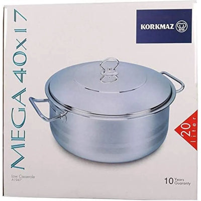 KORKMAZ KA1947 MEGA LOW CASSEROLE, 40 cm x 17 cm / 20 ltr. CAPACITY