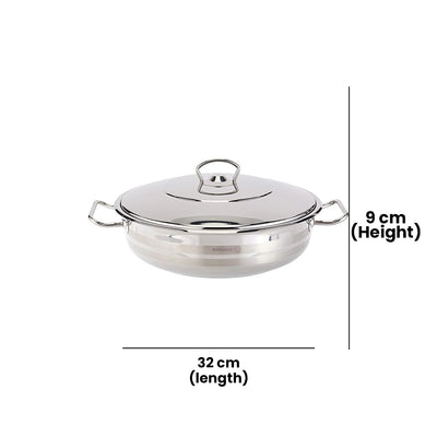 KORKMAZ KA1955 MEGA EXTRA LOW CASSEROLE, 32 cm x 9 cm / 7.5 ltr. CAPACITY