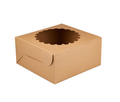 Hotpack Kraft Cake Box with a Round Window, 25 x 25 cm, 100 PCs