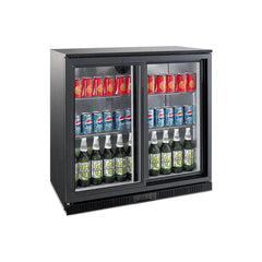 THS BC02PS Aluminium Body Bar Cooler Black With Two Sliding Doors, Capacity 210 L 145 W, 90 x 52 x 90 cm