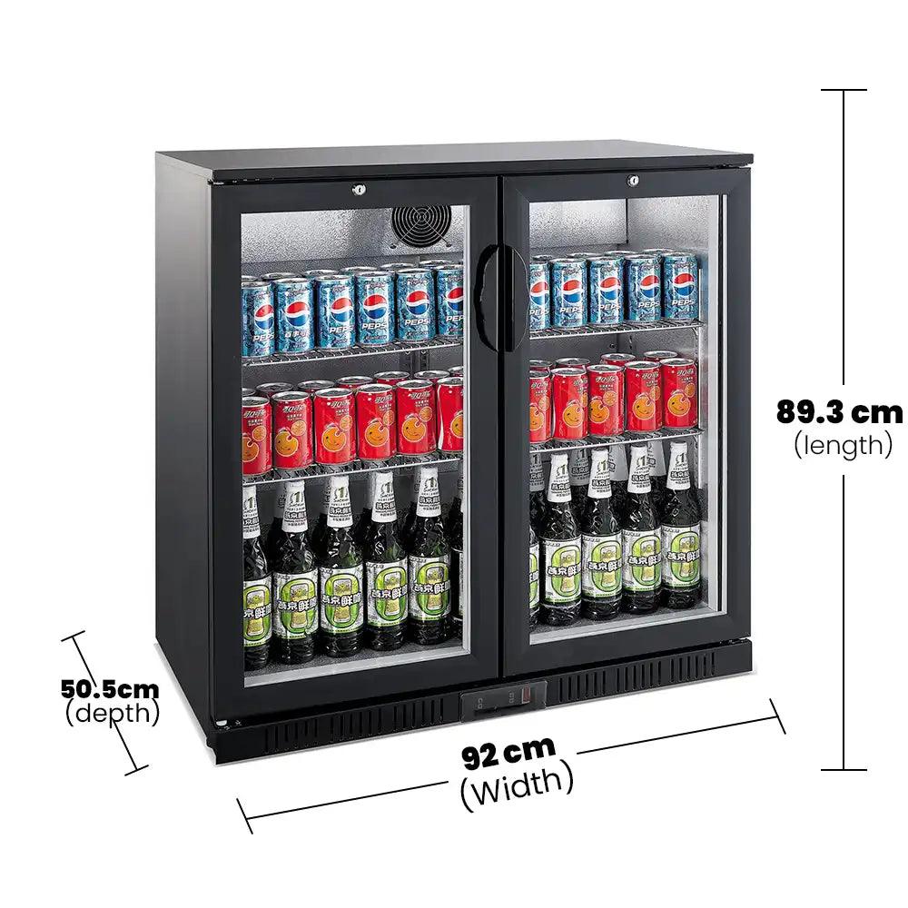 THS BC02PP Aluminium Body Bar Cooler Black With Double Hinged Doors, Capacity 220 L 280 W, 92 x 51 x 89.5 cm - HorecaStore