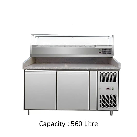 Lava Inox Pizza Refrigerated Counter, Cpty 560 L, 680 W, 202 x 80 x 82 + 60 cm