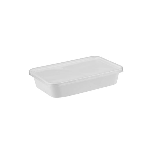 hotpack white rectangular mircowave container 650ml 500 pcs