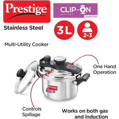 PRESTIGE MPC20231 S/SCLIP ON SVACHH PRESSURE COOKER, 3 ltr. CAPACITY