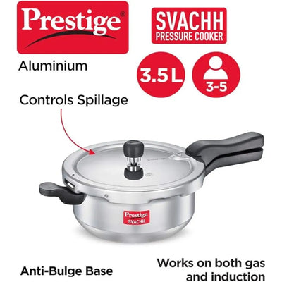 PRESTIGE MPD10728 SVACHH ALUMINUM JUNIOR DEEP PRESSURE COOKER, 3.5 ltr. CAPACITY