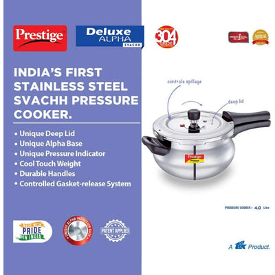 PRESTIGE MPD20268 S/S SVACHH DLX ALPHA HANDI COOKER, 4 ltr. CAPACITY