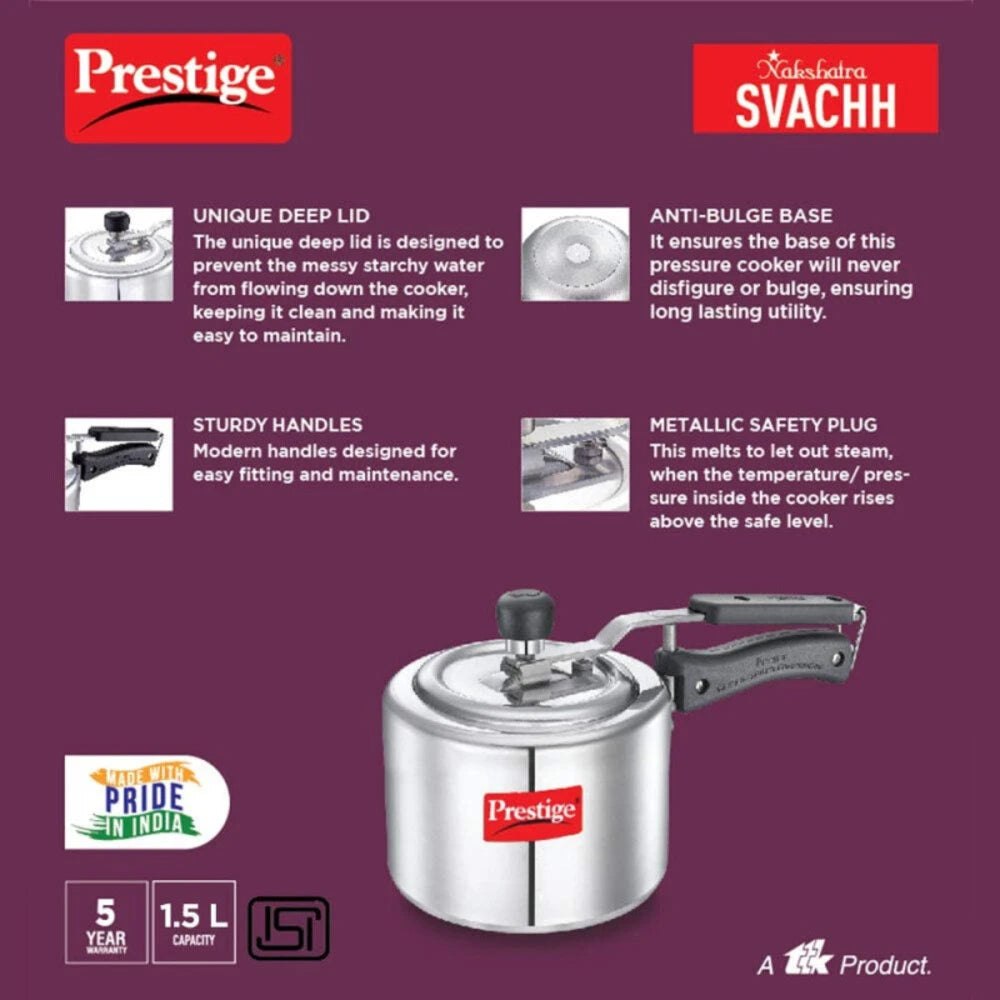 PRESTIGE MPN10738 NAKSHATRA SVACHH ALUMINUM COOKER, 1.5 ltr. CAPACITY